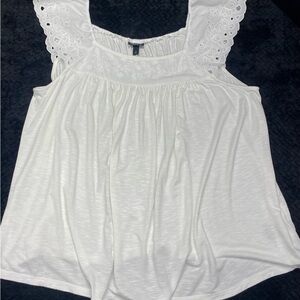 Torrid White Eyelet Lace Embroidered Tank Top Women’s 2 BEACH TROPICAL CRUISE